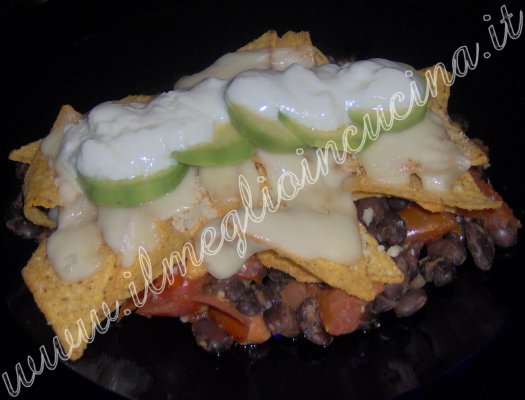 Nachos with beans and cheese