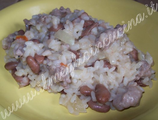 Risotto with beans and sausages