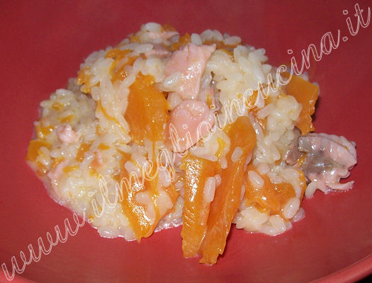 Risotto ubriaco alla zucca e salmone