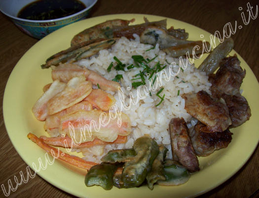 Tempura con carne